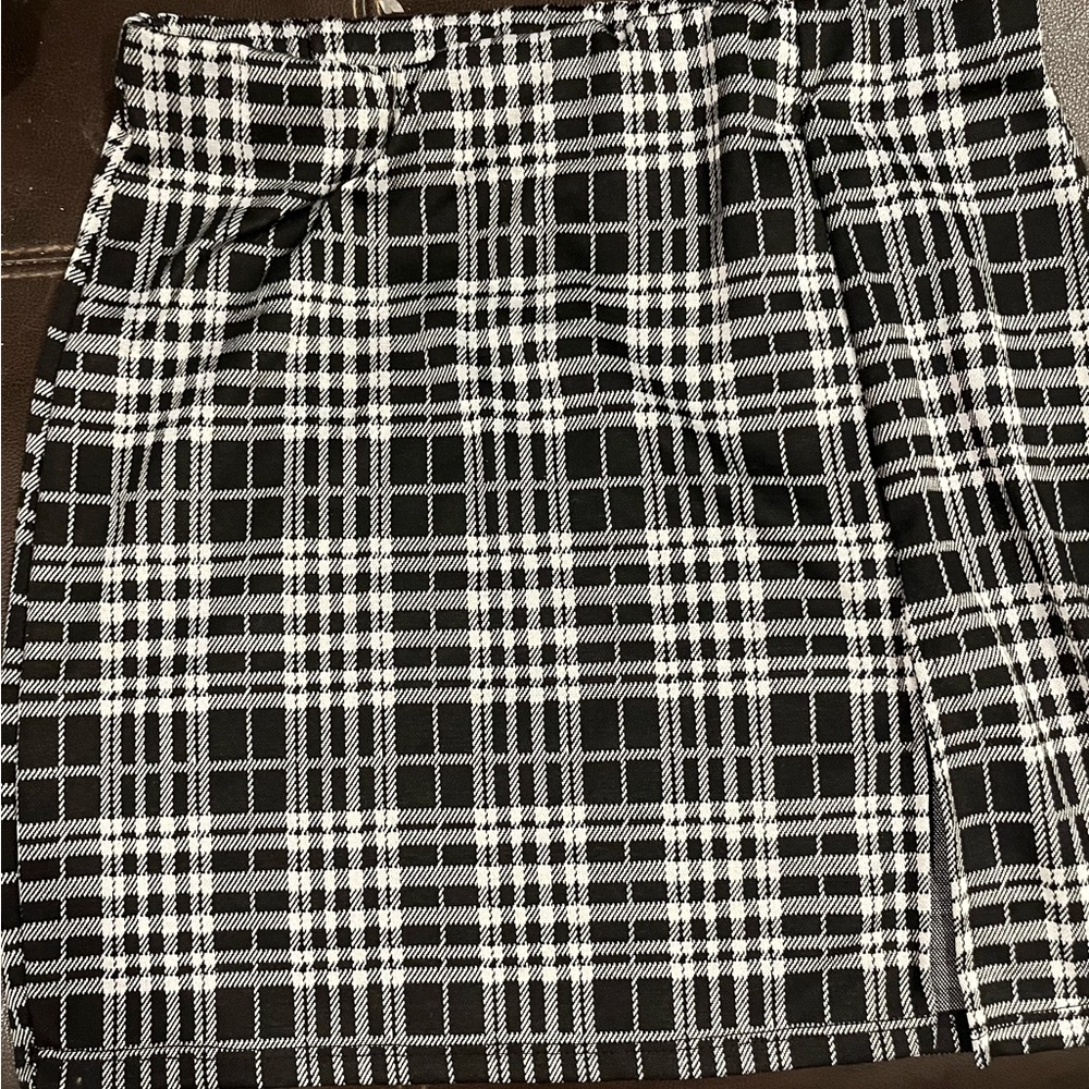 Better Be Monochrome Checkered Skirt